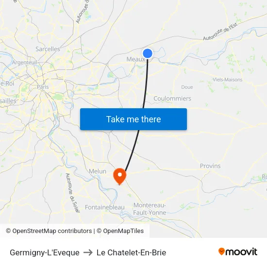 Germigny-L'Eveque to Le Chatelet-En-Brie map