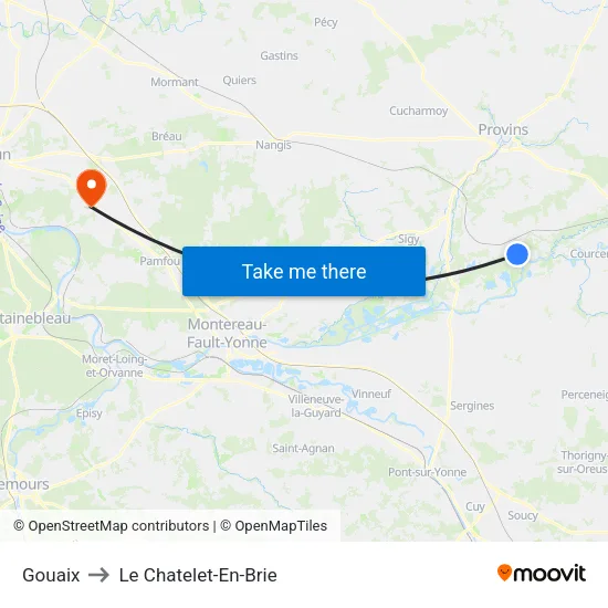 Gouaix to Le Chatelet-En-Brie map