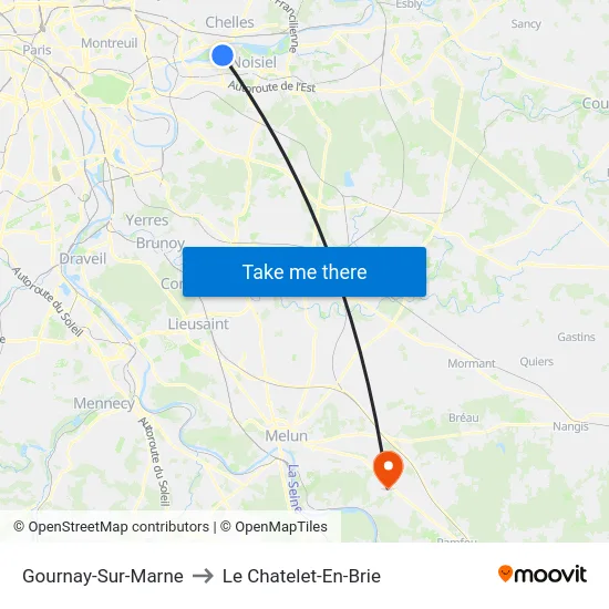 Gournay-Sur-Marne to Le Chatelet-En-Brie map