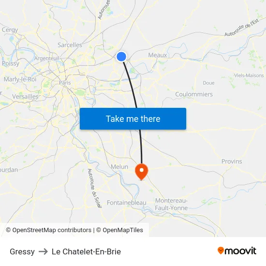 Gressy to Le Chatelet-En-Brie map