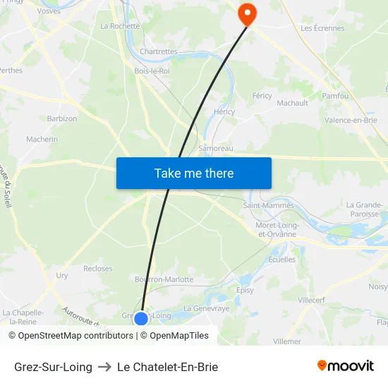 Grez-Sur-Loing to Le Chatelet-En-Brie map