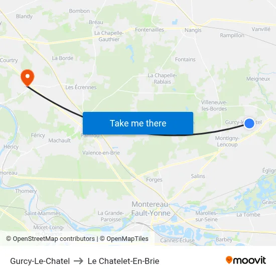 Gurcy-Le-Chatel to Le Chatelet-En-Brie map