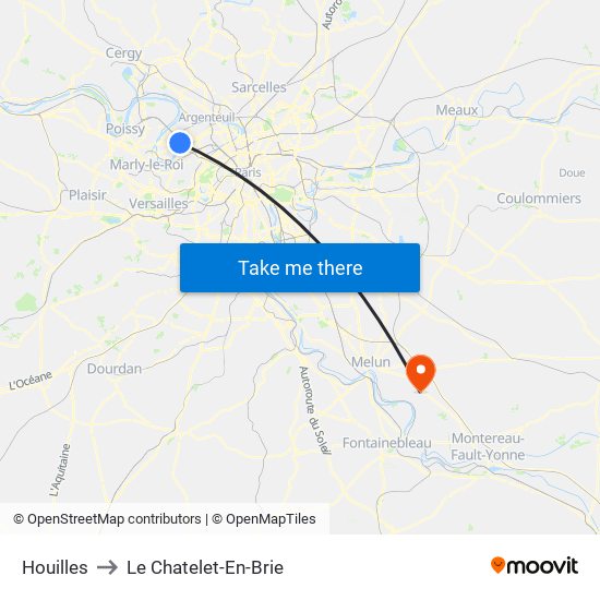 Houilles to Le Chatelet-En-Brie map