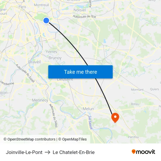 Joinville-Le-Pont to Le Chatelet-En-Brie map