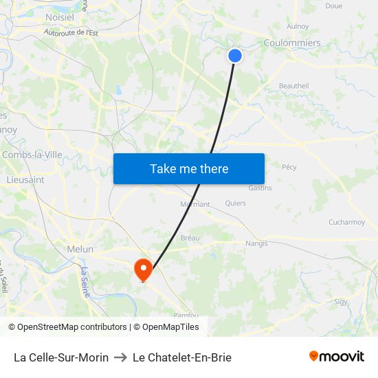 La Celle-Sur-Morin to Le Chatelet-En-Brie map