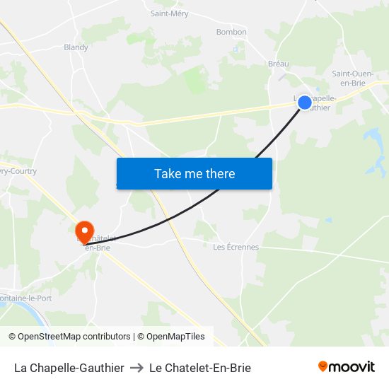 La Chapelle-Gauthier to Le Chatelet-En-Brie map