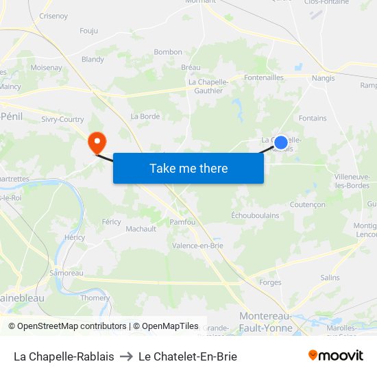 La Chapelle-Rablais to Le Chatelet-En-Brie map