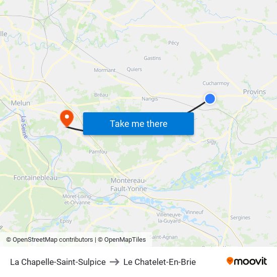 La Chapelle-Saint-Sulpice to Le Chatelet-En-Brie map
