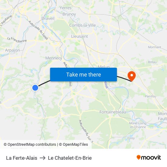 La Ferte-Alais to Le Chatelet-En-Brie map