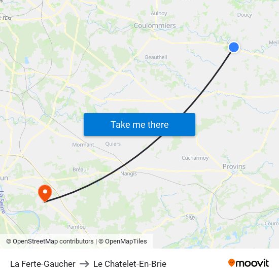 La Ferte-Gaucher to Le Chatelet-En-Brie map