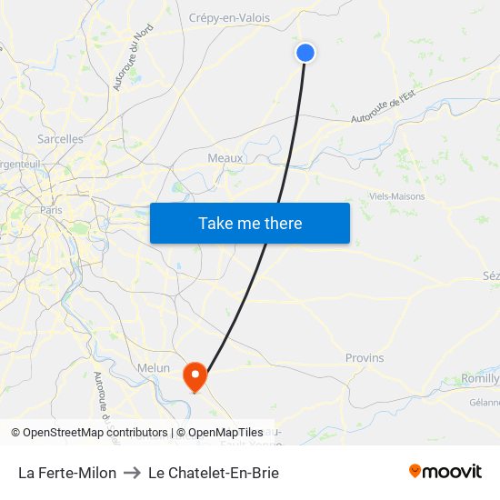 La Ferte-Milon to Le Chatelet-En-Brie map