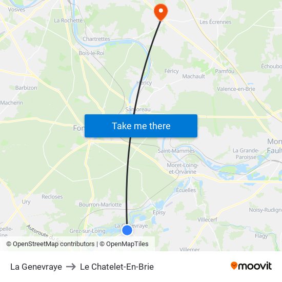 La Genevraye to Le Chatelet-En-Brie map