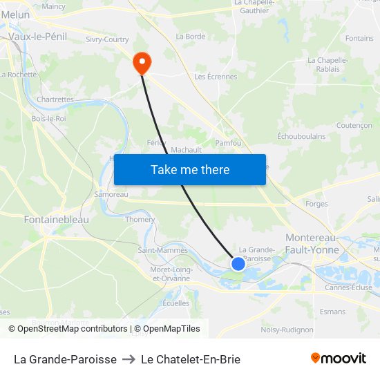 La Grande-Paroisse to Le Chatelet-En-Brie map