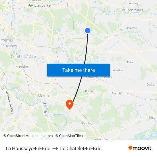 La Houssaye-En-Brie to Le Chatelet-En-Brie map