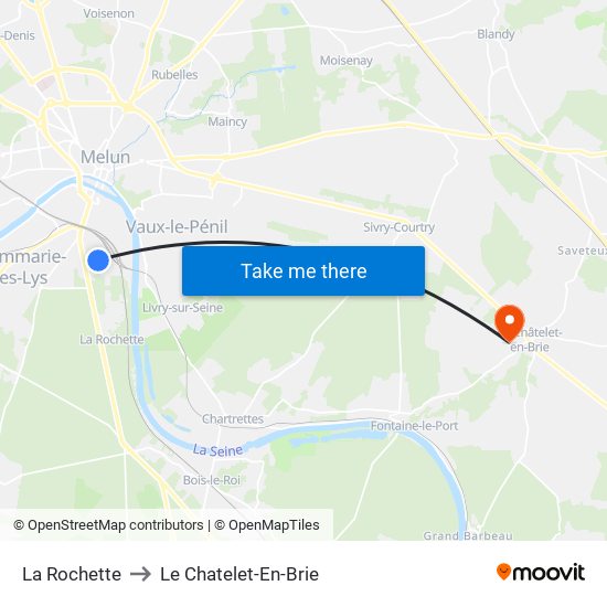 La Rochette to Le Chatelet-En-Brie map