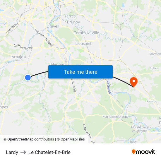 Lardy to Le Chatelet-En-Brie map