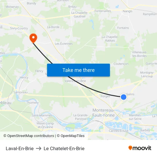 Laval-En-Brie to Le Chatelet-En-Brie map