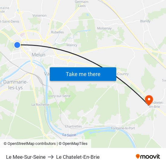 Le Mee-Sur-Seine to Le Chatelet-En-Brie map