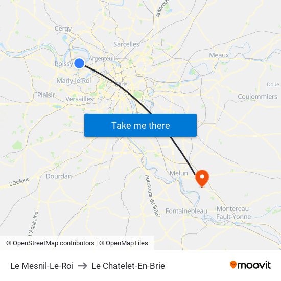 Le Mesnil-Le-Roi to Le Chatelet-En-Brie map