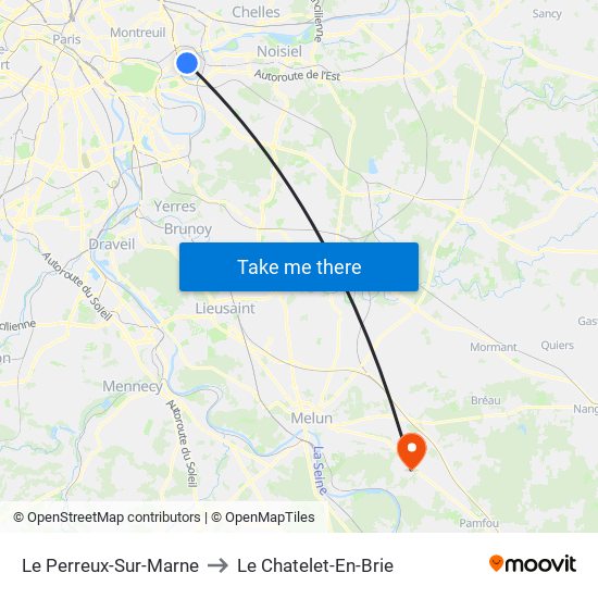 Le Perreux-Sur-Marne to Le Chatelet-En-Brie map