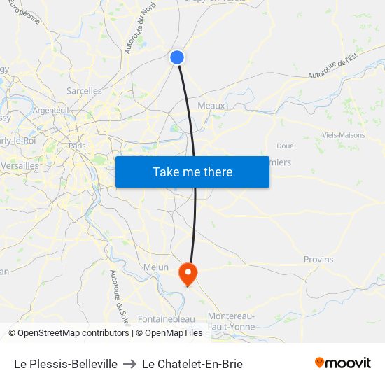 Le Plessis-Belleville to Le Chatelet-En-Brie map