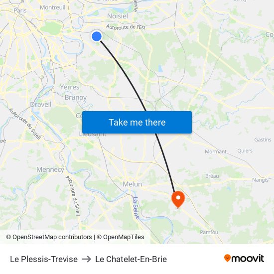 Le Plessis-Trevise to Le Chatelet-En-Brie map