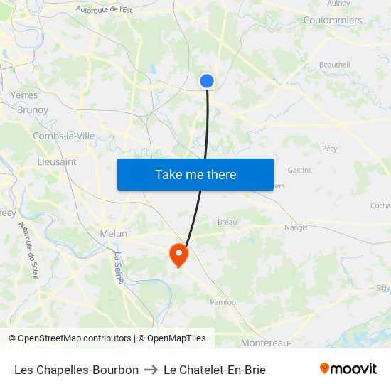 Les Chapelles-Bourbon to Le Chatelet-En-Brie map
