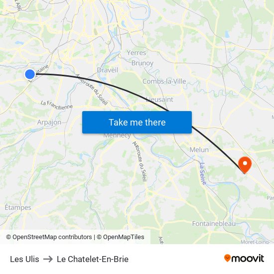 Les Ulis to Le Chatelet-En-Brie map