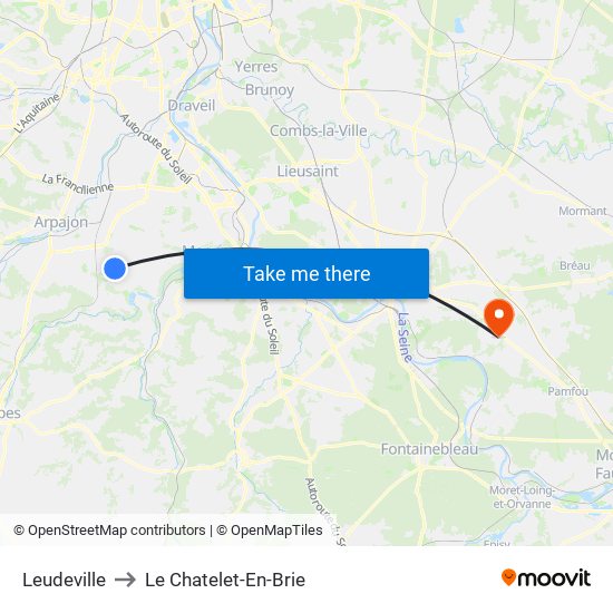 Leudeville to Le Chatelet-En-Brie map