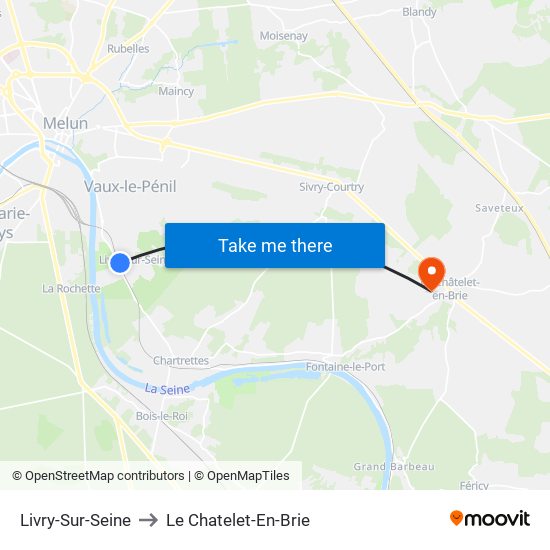 Livry-Sur-Seine to Le Chatelet-En-Brie map