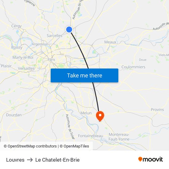 Louvres to Le Chatelet-En-Brie map