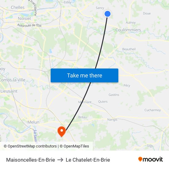 Maisoncelles-En-Brie to Le Chatelet-En-Brie map