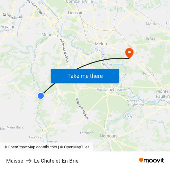 Maisse to Le Chatelet-En-Brie map