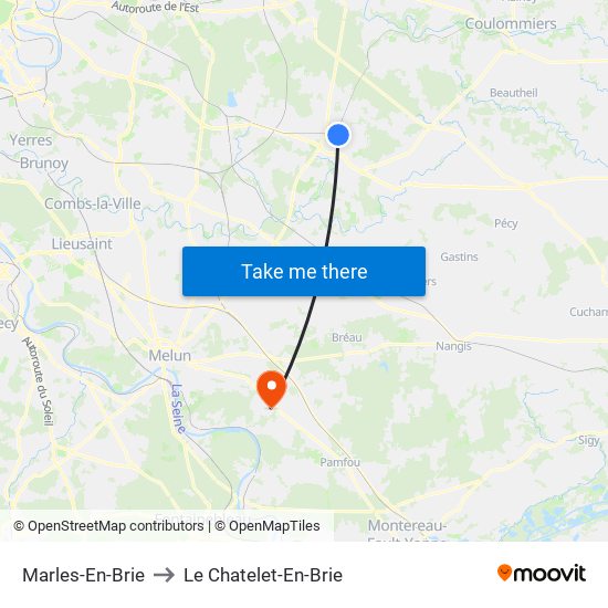 Marles-En-Brie to Le Chatelet-En-Brie map