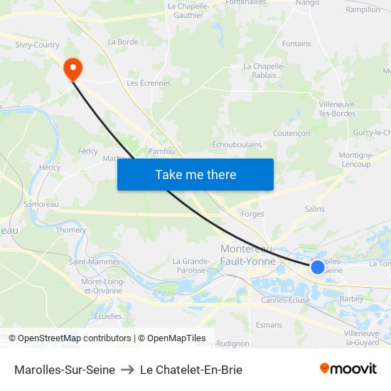 Marolles-Sur-Seine to Le Chatelet-En-Brie map
