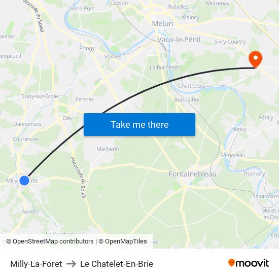 Milly-La-Foret to Le Chatelet-En-Brie map