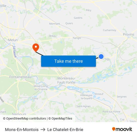 Mons-En-Montois to Le Chatelet-En-Brie map