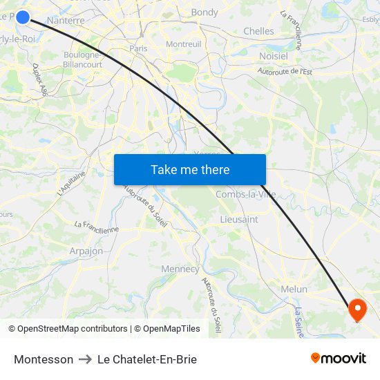 Montesson to Le Chatelet-En-Brie map