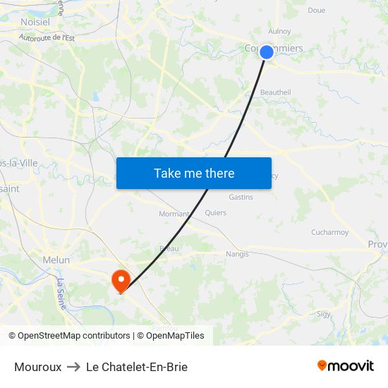 Mouroux to Le Chatelet-En-Brie map