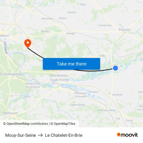 Mouy-Sur-Seine to Le Chatelet-En-Brie map