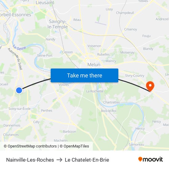 Nainville-Les-Roches to Le Chatelet-En-Brie map