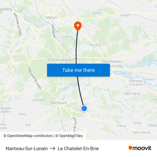 Nanteau-Sur-Lunain to Le Chatelet-En-Brie map