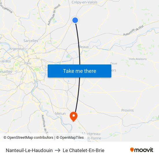Nanteuil-Le-Haudouin to Le Chatelet-En-Brie map