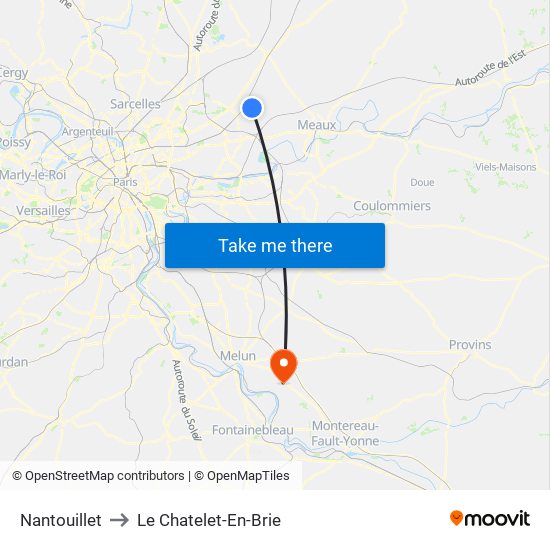 Nantouillet to Le Chatelet-En-Brie map