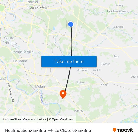 Neufmoutiers-En-Brie to Le Chatelet-En-Brie map