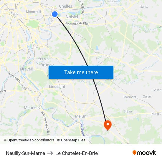 Neuilly-Sur-Marne to Le Chatelet-En-Brie map