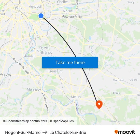 Nogent-Sur-Marne to Le Chatelet-En-Brie map