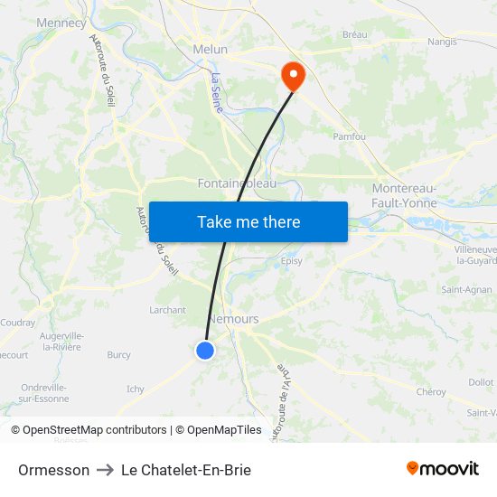 Ormesson to Le Chatelet-En-Brie map