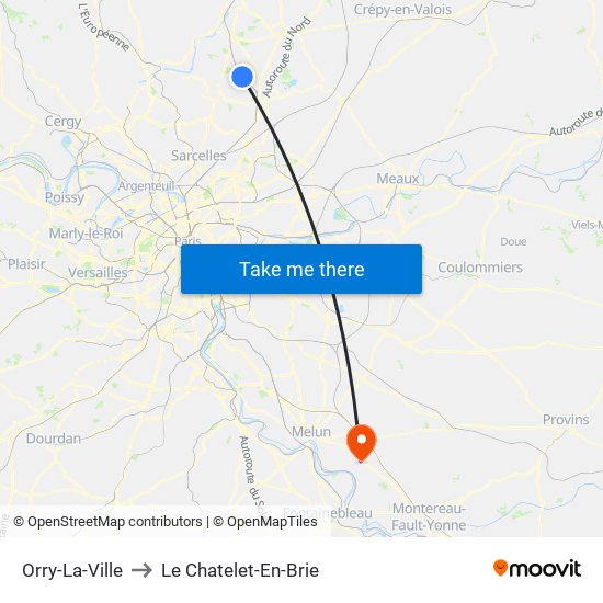 Orry-La-Ville to Le Chatelet-En-Brie map
