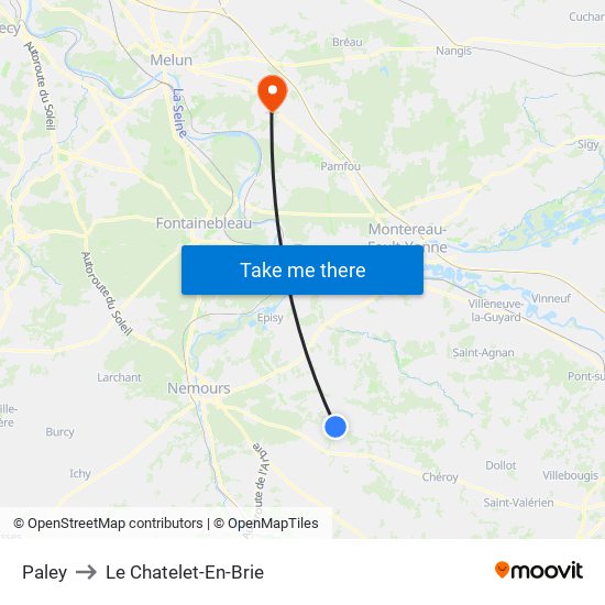 Paley to Le Chatelet-En-Brie map